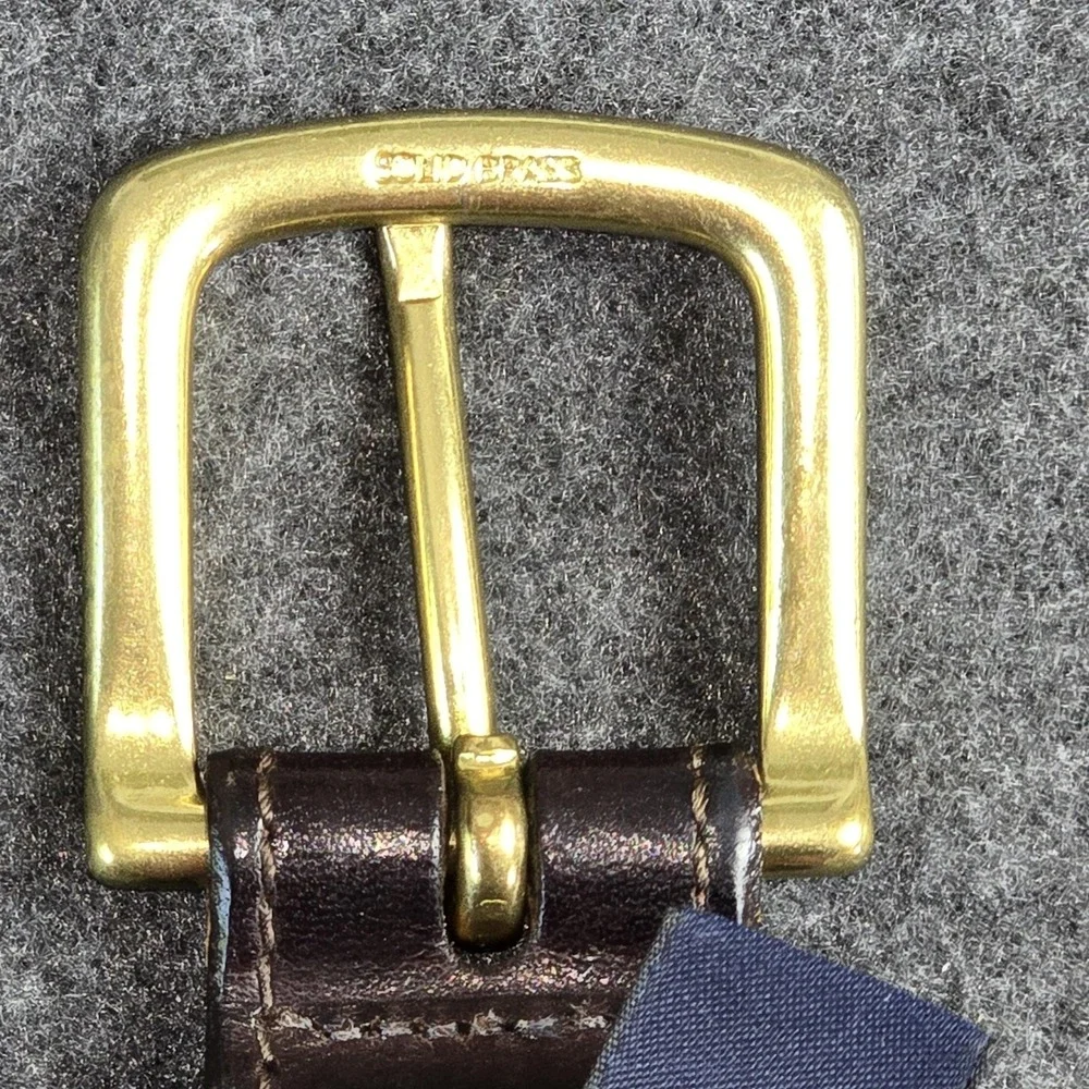 Vineyard Vines Belt Mens Size 30 Blue SMS Logo‎ Ribbon Leather Brass Buckle USA